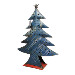 Choinka metalowa na t-light z Recyclingu XL Niebieska 65cm